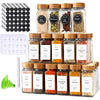 12 Compact Bamboo Seasoning Storage Boxes, Suitable For Countertops And Kitchen Drawers, Filled With Spices.